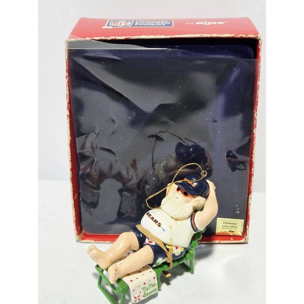 Russ Christmas Ornament Santa Beach Chair Collectible Chicago Bears